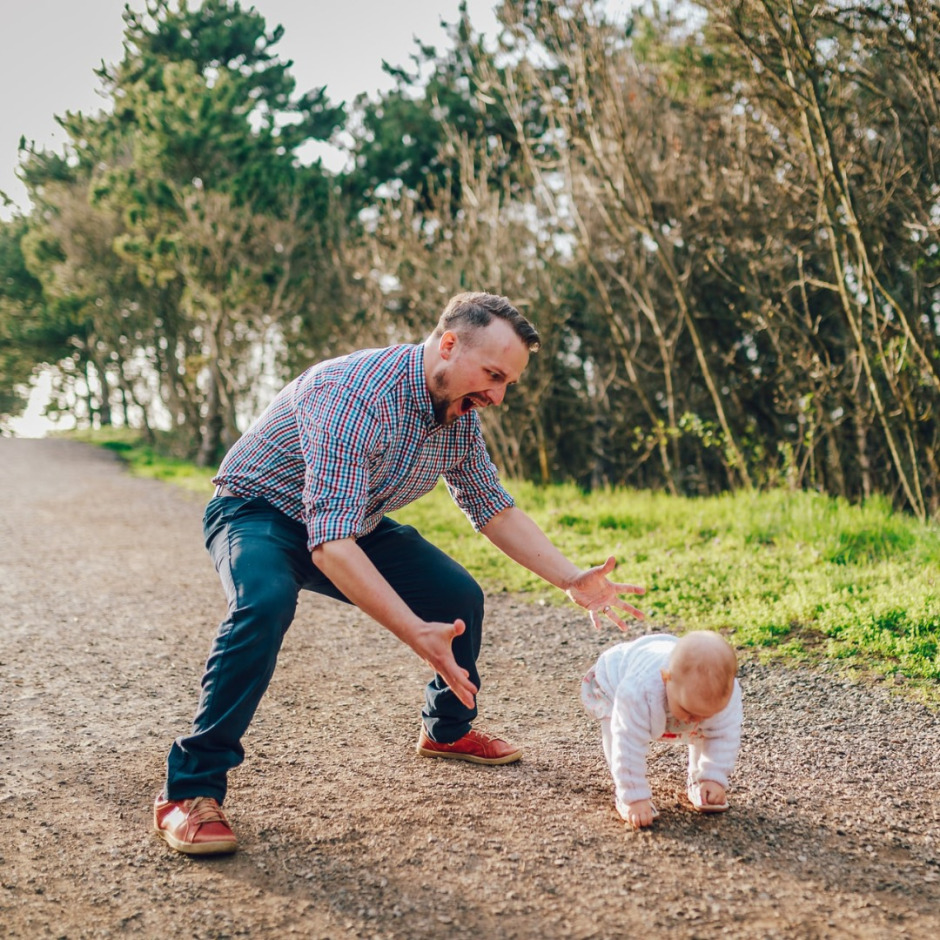 Happy father with child